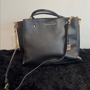 Michael Kors Black Tote with Gold Accents